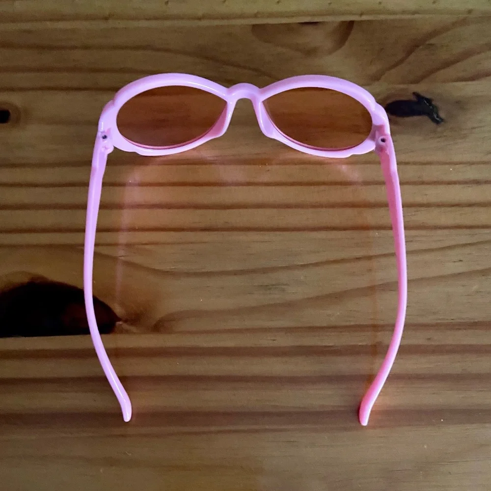 Girls Retro Bubblegum Pink Sunglasses with Pink Lenses and Rhinestone Bling